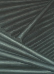 Een van Renske Cramers schilderijen: Beschaving (2011). (Acryl op doek, 50 x 70 cm.)