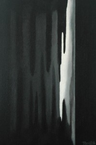 Een van Renske Cramers schilderijen: Eerste witte update (2011). (Acryl op board, 60 x 40 cm.)