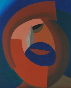 Een van Renske Cramers schilderijen: Stereotype (2011). (Acryl op doek, 40 x 50 cm.)