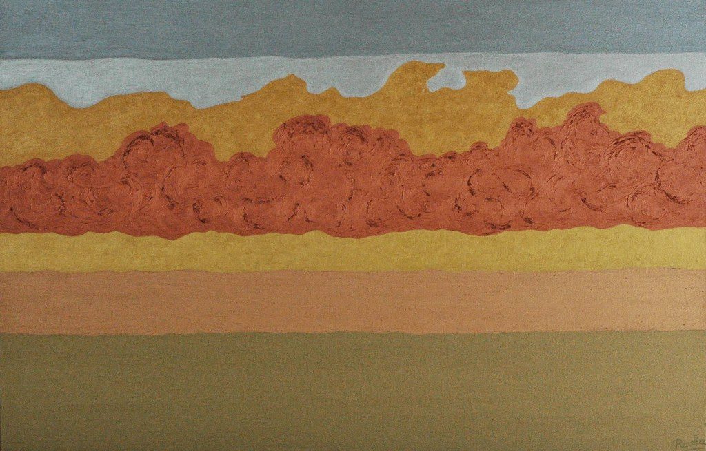 Renske Cramers abstracte schilderij Meditatief moment in 7 tijdlijnen