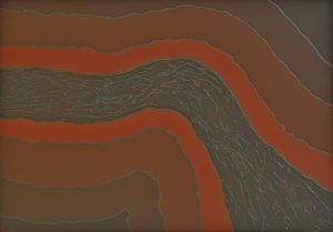 Een van Renske Cramers abstracte schilderijen: Onderstroom (anger management)