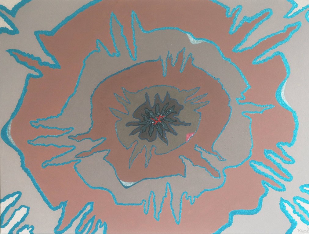 Renske Cramers abstracte schilderij Mood Board (2023). (Acryl op doek, 80 x 60 cm.)